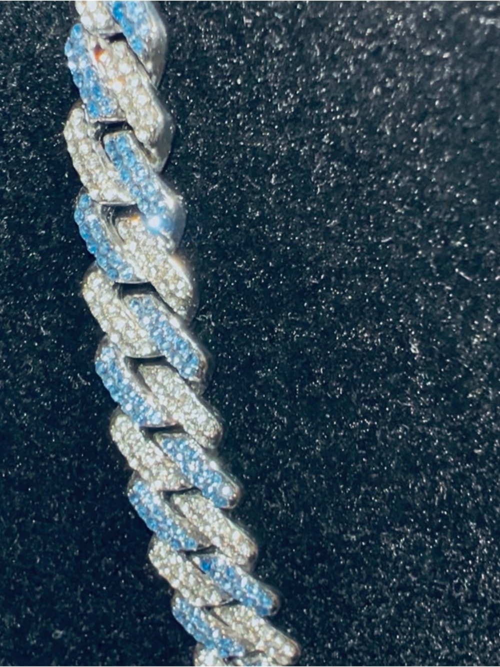 Elegant Silver and Blue Crystal Necklace 19-20”